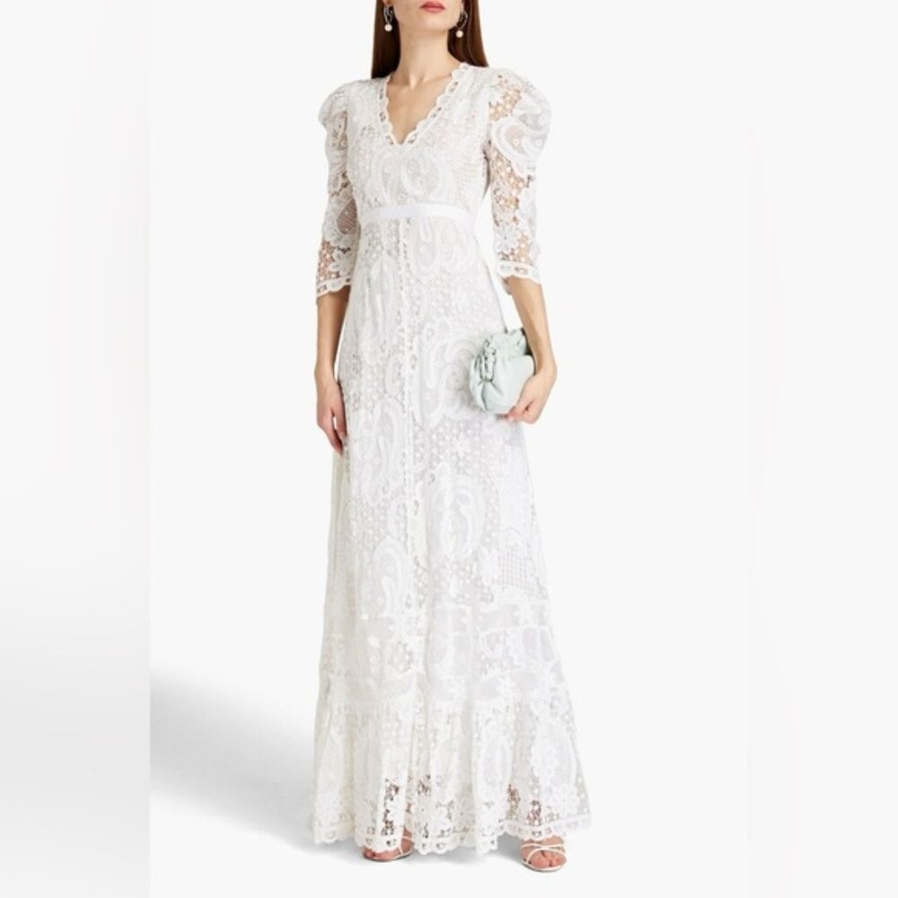 NWT LoveShackFancy Bridal Cloud Dress White Lace Crochet Boho Wedding Gown Sz 2